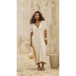 Vestido Linho Decote V 