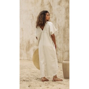 Vestido Linho Decote V 